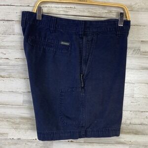 Columbia Shorts Men 36W 8 In Navy Blue Canvas Utility Pockets Outdoors Rugged